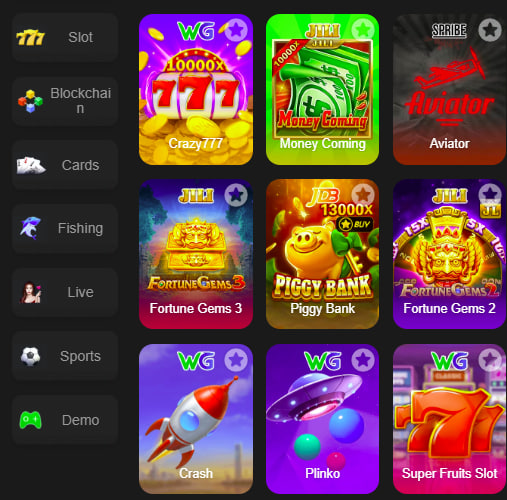 Main screen of Basant Club game page for PK players